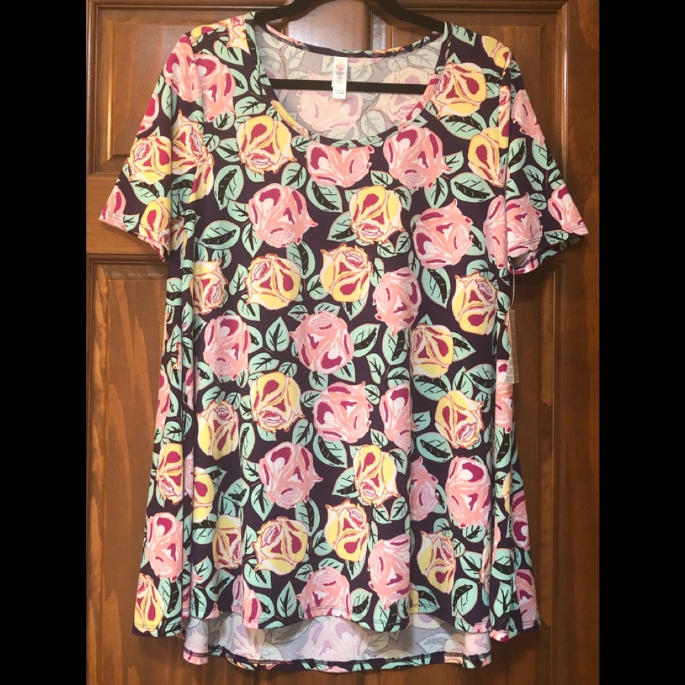 NWT LuLaRoe Perfect T - Flowers on Purple